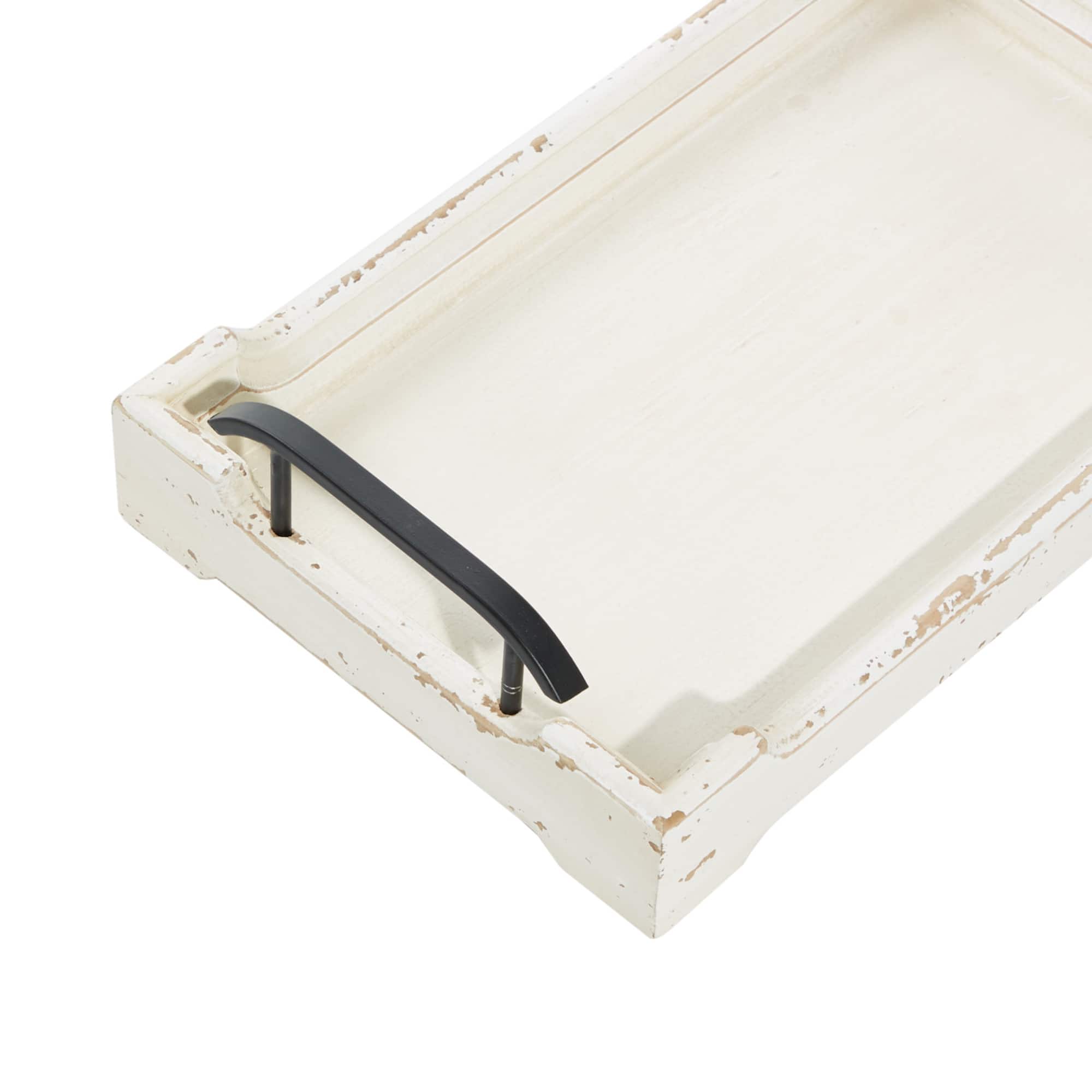 White Wood Traditional Tray Set